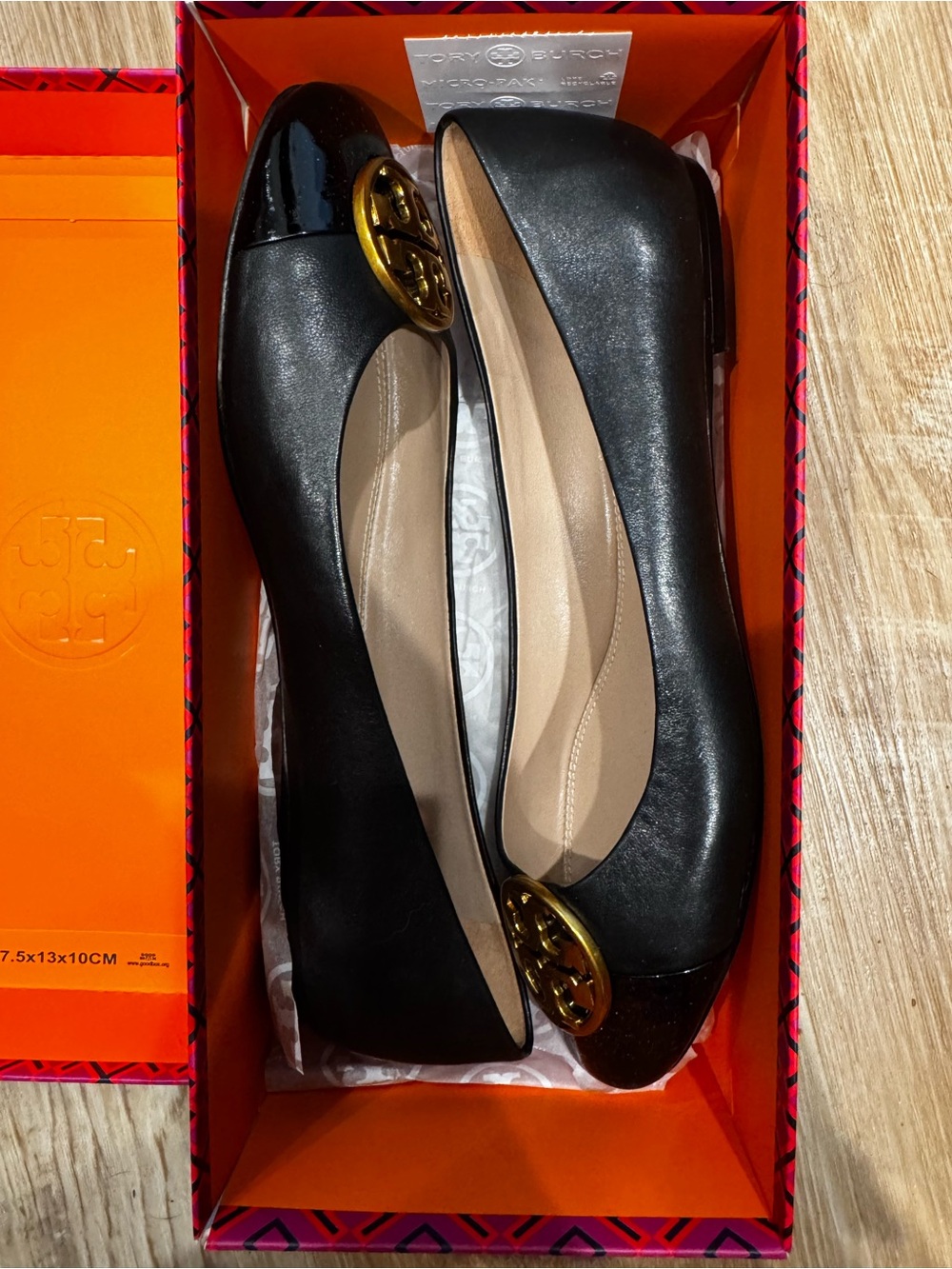 Tory Burch Black chelsea cap-toe ballerina flats